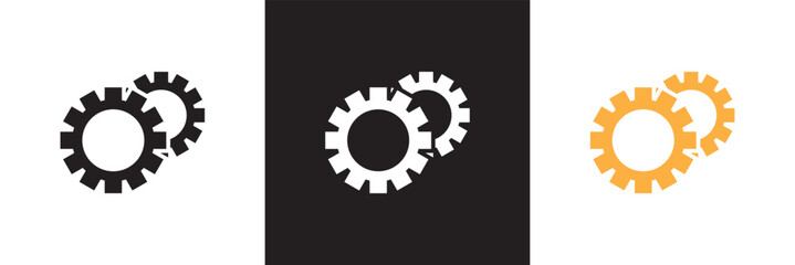 Gear settings  icon set. Containing optimization, sync, process, maintenance, configuration, etc. isolated on white and black background. vector illustration. EPS10