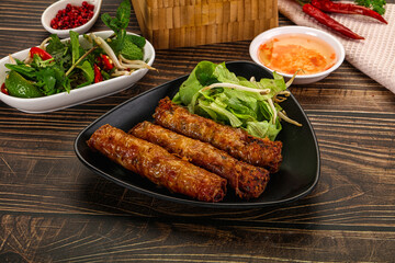 Fried Vietnamese spring roll with special sauce