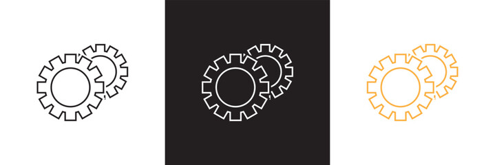 Gear settings  icon set. Containing optimization, sync, process, maintenance, configuration, etc. isolated on white and black background. vector illustration. EPS10