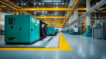 Fototapeta premium The presence of industrial power generators enhances the efficiency of modern manufacturing processes.