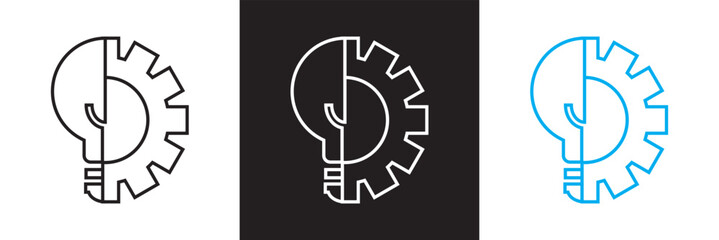 Gear settings  icon set. Containing optimization, sync, process, maintenance, configuration, etc. isolated on white and black background. vector illustration. EPS10