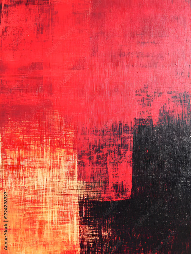 Poster bold red and black abstract painting with dramatic color gradient and brushstrokes : generative ai