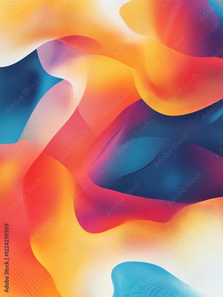 Poster Abstract flowing colorful waves with gradients creating smooth organic patterns