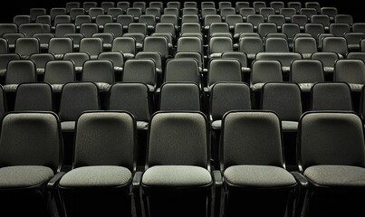 Naklejka premium Empty auditorium seats in dark theater, ready for audience or performance
