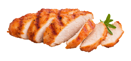 Sliced grilled chicken breast with herbs