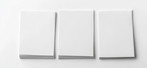Three stacks of blank white paper.
