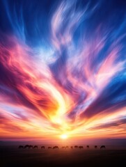 Obraz premium Vibrant Sunrise Over Maasai Mara National Reserve in Kenya