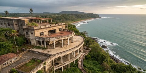 Abandoned Luxury Lodge, Robertsport, Liberia: Ocean View Terrace, Civil War Scars