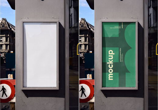 Mockup Of Vertical Customized Poster On Building