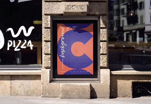 Mockup Of Vertical Customizable Poster On Building