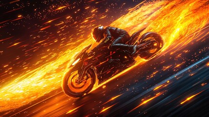 Fiery Motorcycle Speed