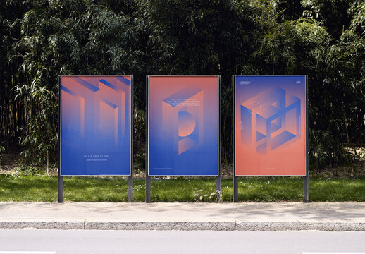 Mockup Of Three Vertical Customizable Posters