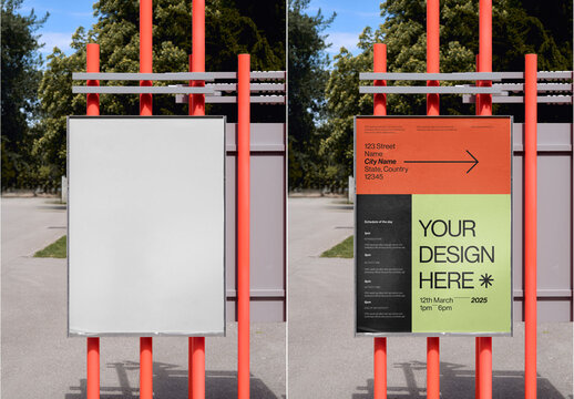 Mockup Of Vertical Customizable Poster
