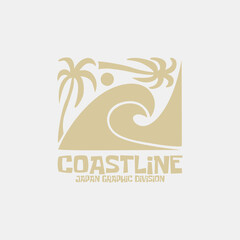  Illustration surfing and surf in California Santa Monica Beach typography tshirt graphics