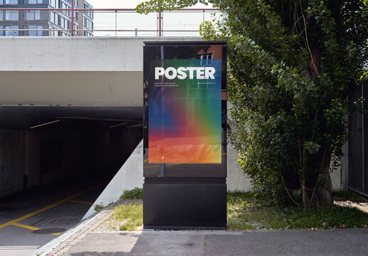 Mockup Of Vertical Customizable Poster On Street