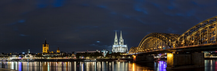 View of Rhine River in Cologne, with Dom Cathedral