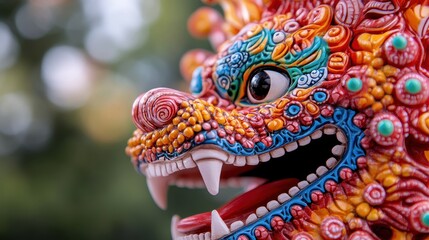 Vibrant and Beautifully Decorated Lion Mask with Stunning Colors