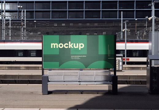 Mockup Of Horizontal Customizable Poster On Platform