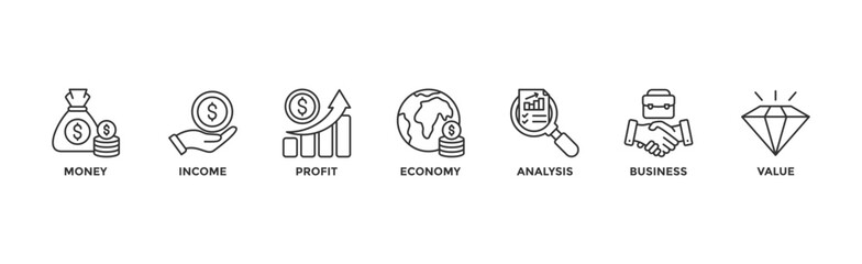 Cash flow banner web icon vector illustration concept for business and finance circulation with icon of money, income, profit, economy, analysis, business, and value	