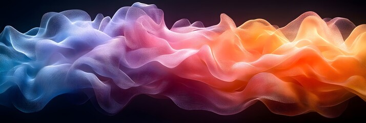 Obraz premium A layered effect of transparent ribbons flowing horizontally.