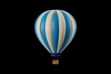 Fototapeta premium A Vibrant Blue And White Striped Hot Air Balloon Against A Black Background