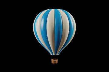 Naklejka premium A Vibrant Blue And White Striped Hot Air Balloon Against A Black Background