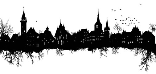 Fototapeta premium PNG City silhouette architecture illustration buildings.