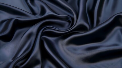 Fototapeta premium Smooth navy blue silk fabric with subtle folds, illuminated by a soft glow to enhance its opulence. silk wallpaper business background 