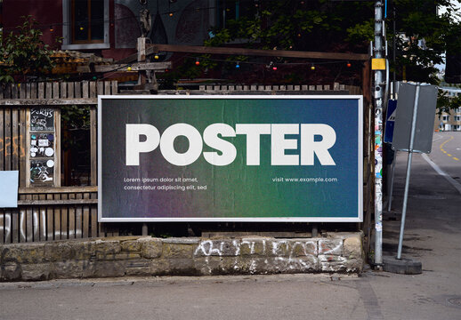 Mockup Of Horizontal Customizable Billboard In City