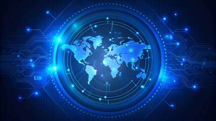Abstract Blue Digital Circuit Background with copy space