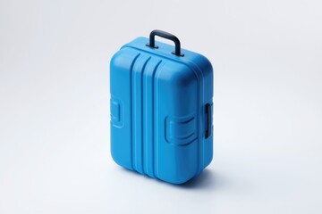 A Blue Suitcase With A Handle On Top Against A White Background