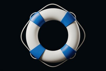 A Classic Lifebuoy Against a Striking Black Background