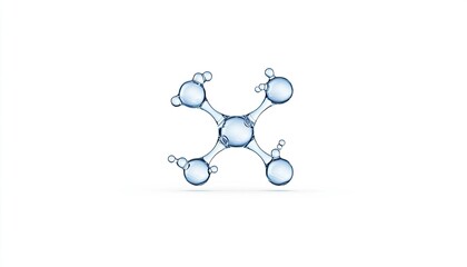 Abstract representation of a water molecule with bubbles on a clean white background