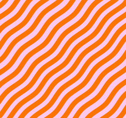 Seamless pattern with orange and pink wavy lines background.