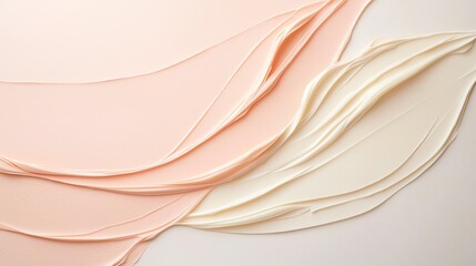 Obraz premium Fluid abstract curves in soft pink and cream hues, creating a serene and elegant visual for artistic and design projects.