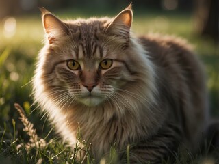 Fototapeta premium cat on the grass