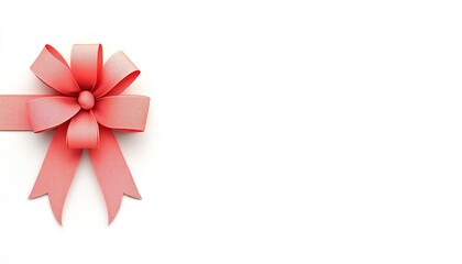 Elegant pink ribbon bow on a clean white background, ideal for gift wrapping and celebrations