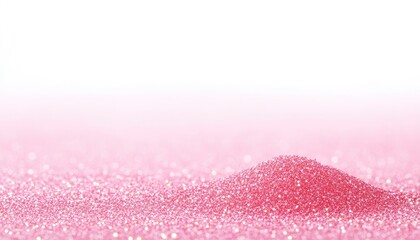 Close-up of a vibrant pink sand mound against a soft white background, creating a serene atmosphere