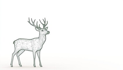Wireframe model of a deer standing against a plain background, showcasing 3D design elements