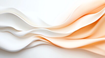 Obraz premium Abstract pastel waves flowing in soft curves, blending orange and white, creating a serene and elegant visual harmony.