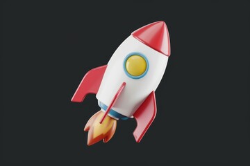 A White Rocket With Red Accents Soaring Through The Night