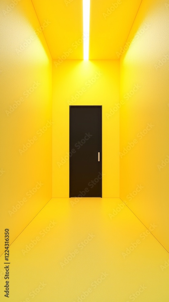 Poster an empty room filled with vibrant yellow light creates an atmosphere of warmth and cheer. a solitary
