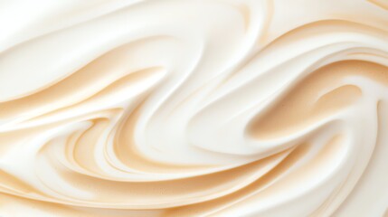 Fototapeta premium Abstract cream swirl pattern with smooth, flowing lines in beige and white tones, creating a soft textured background.