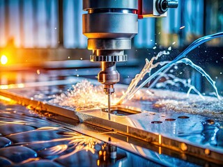 Precision Waterjet Cutting: Steel Plate Detail, Industrial Metalworking Process