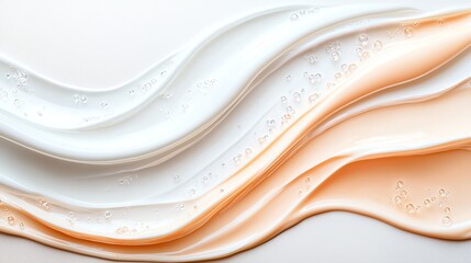 Obraz premium Abstract cream waves with texture in soft peach tones. Perfect for design backgrounds and creative projects in beauty or wellness.