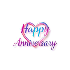 Romantic Happy Anniversary Card Isolated on White Background