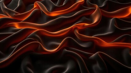 Fototapeta premium ic pattern daGlowing wave-like fabric undulates softly on a bed of black velvet, dark background, soft highlights, luminous texture