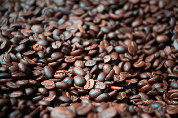Roasted Coffee Beans background photo with coffee texture. Arabica and robusta