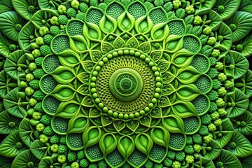 Abstract Green Circular 3D Pattern Background - Stock Photo