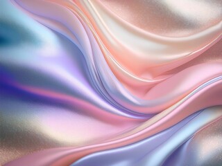 Obraz premium A soft pastel abstract background with a smooth gradient of dusty blue, lavender, and lilac blending into rose pink and peach. The image features metallic shimmer and glitter effects, with rough grain